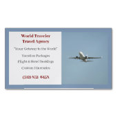 Blue Agent Airplane Travel Agency Magnetische Visitenkarte (Vorderseite)