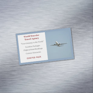 Blue Agent Airplane Travel Agency Magnetische Visitenkarte