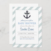 Blue Ahoy Anchor Baby Dusche Einladung (Vorne/Hinten)