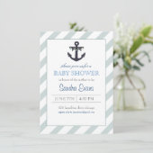 Blue Ahoy Anchor Baby Dusche Einladung (Stehend Vorderseite)