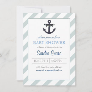 Blue Ahoy Anchor Baby Dusche Einladung