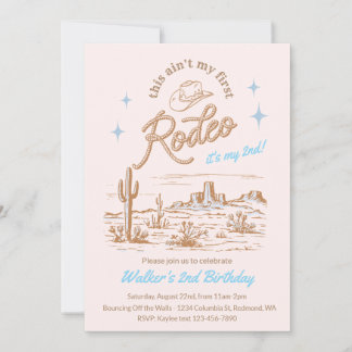 Blue Ain't My First Rodeo Birthday Invite Einladung