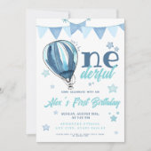 Blue Air Balloon ist nicht der eintönige Geburtsta Einladung (Vorderseite)