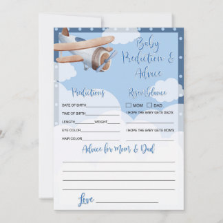 Blue Airplane Baby Predication and Addon Card Boy Einladung