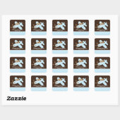Blue Airplane Baby Shower Square Sticker! Quadratischer Aufkleber (Blatt)