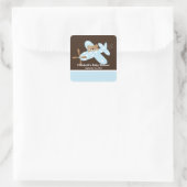 Blue Airplane Baby Shower Square Sticker! Quadratischer Aufkleber (Tasche)