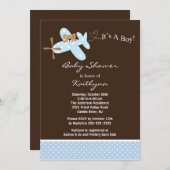 Blue Airplane Boy Baby Shower Einladung (Vorne/Hinten)