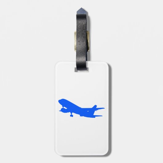 Blue Airplane Gepäckmarke Gepäckanhänger (Rückseite vertikal)