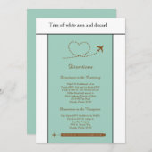 Blue Airplane Heart 3.5x6 Wedding Directors Card Einladung (Vorne/Hinten)