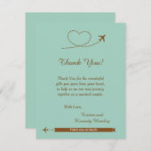 Blue Airplane Heart 4x5 Hochzeit Dankeschön Karte (Vorne/Hinten)