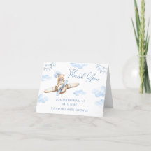 Blue Airplane Niedlich Teddy Bear Bow Babydusche