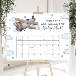 Blue Airplane Showrate Baby Due Date Calendar
