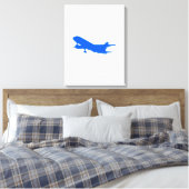 Blue Airplane Silhouette Stretted Leinwand Wall Ar (Insitu (Schlafzimmer))