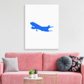 Blue Airplane Silhouette Stretted Leinwand Wall Ar (Insitu (Wohnzimmer))