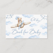 Blue Airplane Teddy Bear Bow Book for Baby Show Begleitkarte (Vorderseite)