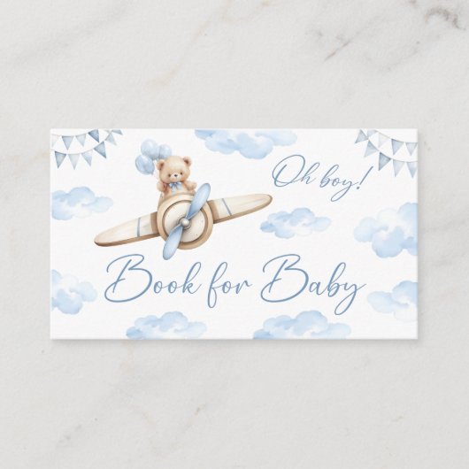 Blue Airplane Teddy Bear Bow Book for Baby Show Begleitkarte (Vorderseite)