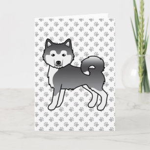 Blue Alaskan Malamute Niedlich Cartoon Dog Karte