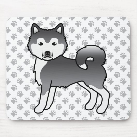 Blue Alaskan Malamute Niedlich Cartoon Dog Mousepad (Vorne)