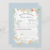 Blue Albern Gänse Floral Gingham Advice for Baby Einladung (Vorne/Hinten)