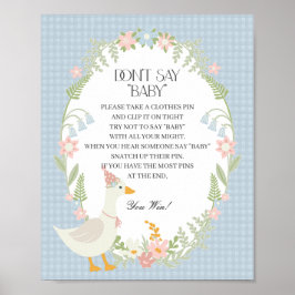 Blue Albern Gänse Floral Gingham Dont Say Baby Gam Poster