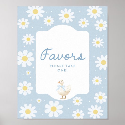 Blue Albern Goose Baby Dusche Gefallen Schild (Vorne)