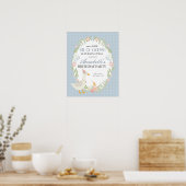 Blue Albern Goose Gingham Birthday Welcome Sign Poster (Küche)