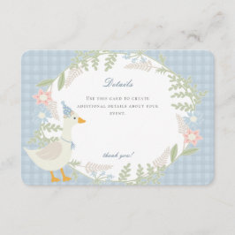 Blue Albern Goose Gingham Floral Details Begleitkarte