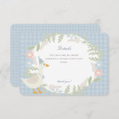 Blue Albern Goose Gingham Floral Details Begleitkarte (Vorne/Hinten)