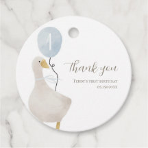 Blue Albern Goose Round Favor Tag