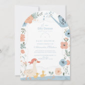 Blue Albern Gose Baby Dusche Einladung (Vorderseite)