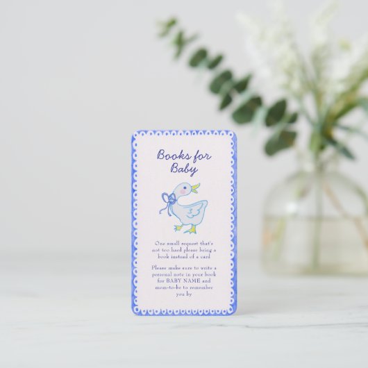 Blue Albern Gose Baby Showbucher anfordern Begleitkarte (Stehend Vorderseite)