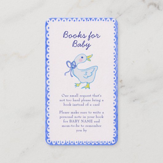 Blue Albern Gose Baby Showbucher anfordern Begleitkarte (Vorderseite)