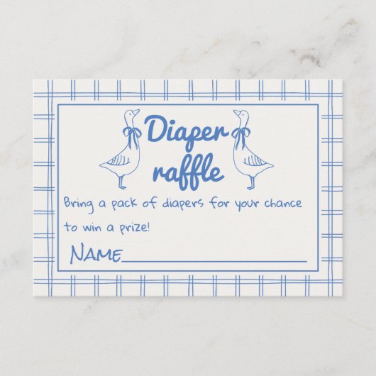 Blue Albern Gose Boy Gingham Classic Diaper Raffle Begleitkarte (Vorderseite)