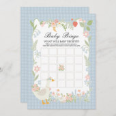 Blue Albern Gose Floral Gingham Baby Bingame Einladung