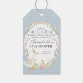 Blue Albern Gose Floral Gingham Baby Dusche Gefall Geschenkanhänger (Rückseite)