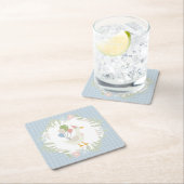 Blue Albern Gose Floral Gingham Paper Rechteckiger Pappuntersetzer (Vor Ort)
