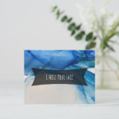 Blue Alcohol Ink Abstrakt Art "I Miss Your Face" Postkarte (Stehend Vorderseite)