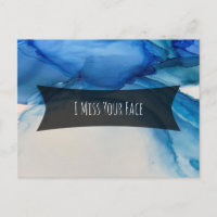 Blue Alcohol Ink Abstrakt Art "I Miss Your Face"