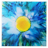 Blue Alcohol Ink Blume Fliese (Vorderseite)