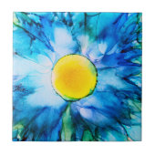 Blue Alcohol Ink Blume Fliese (Vorderseite)