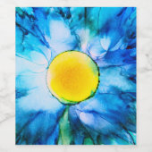 Blue Alcohol Ink Blume Weinetikett (Einzelnes Label)