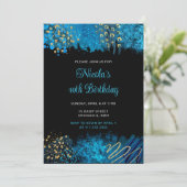 Blue Alcohol Ink Geburtstagsparty Einladung (Stehend Vorderseite)