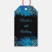 Blue Alcohol Ink Geburtstagsparty Geschenkanhänger (Rückseite)