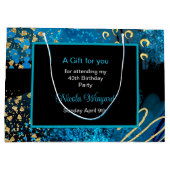 Blue Alcohol Ink Geburtstagsparty Große Geschenktüte (Rückseite)