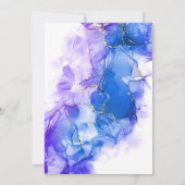 Blue Alcohol Ink Hochzeit Einladung (Rückseite)