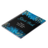 Blue Alcohol Ink Sweet 16 Birthday Guest Book Notizblock (Linke Seite)