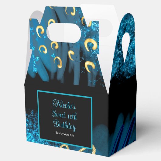 Blue Alcohol Ink Sweet 16 Geschenkschachtel (Geöffnet)