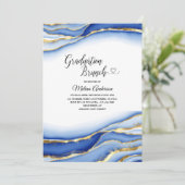 Blue Alcohol Ink Texture Aquarell Abschluss br Einladung (Stehend Vorderseite)