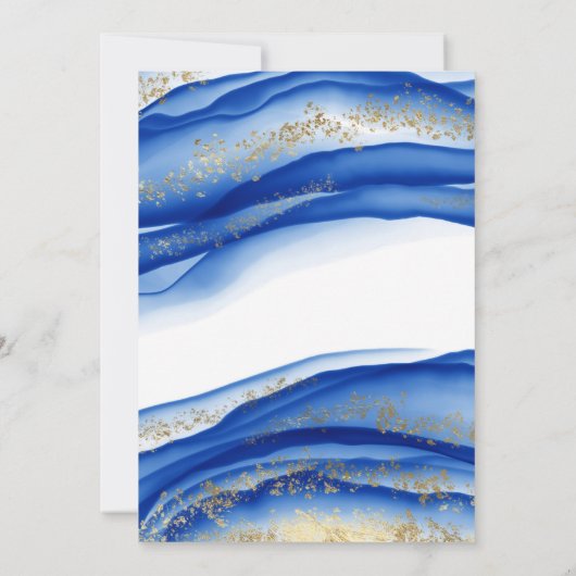 Blue Alcohol Ink Texture Aquarell Abschluss br Einladung (Rückseite)