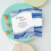 Blue Alcohol Ink Texture Aquarell Abschluss br Einladung